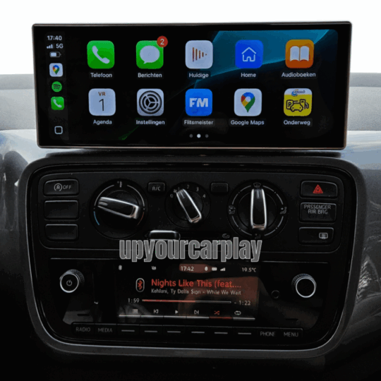 Seat Mii UpYourCarplay Screen (2016–2023) – High Dashboard – With Phone Holder USB Connection